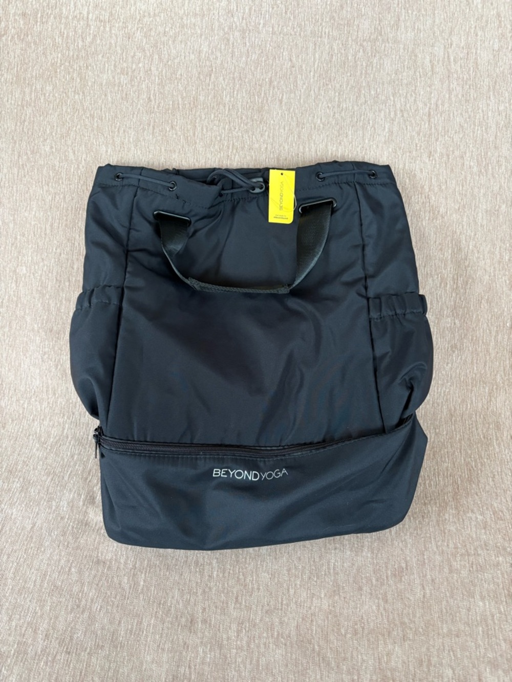 Beyond Yoga Black Convertible Backpack with Drawstring & Bottom Zip Pocket NWT